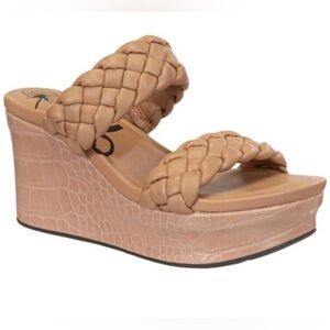 OTBT Size 8.5 M Tan Embossed Braided Fluent Wedge Sandal Slip On Comfort Resort